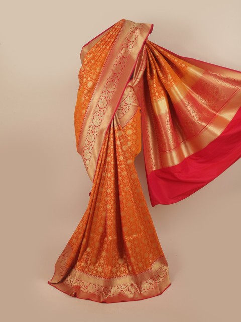 

Pothys Orange & Red Ethnic Motifs Pure Silk Banarasi Saree