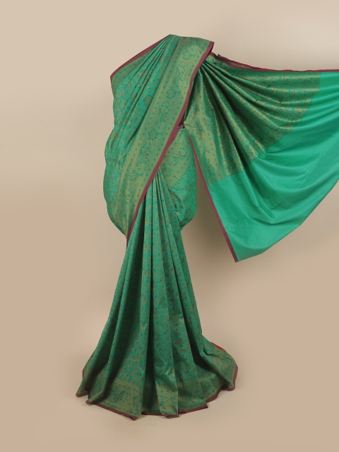

Pothys Green & Gold-Toned Paisley Pure Silk Banarasi Saree
