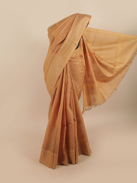 

Pothys Yellow Pure Silk Tussar Saree
