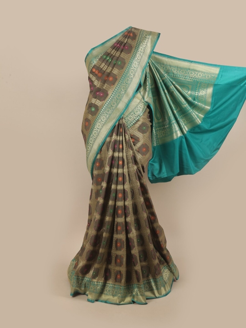 

Pothys Grey & Blue Woven Design Pure Silk Banarasi Saree