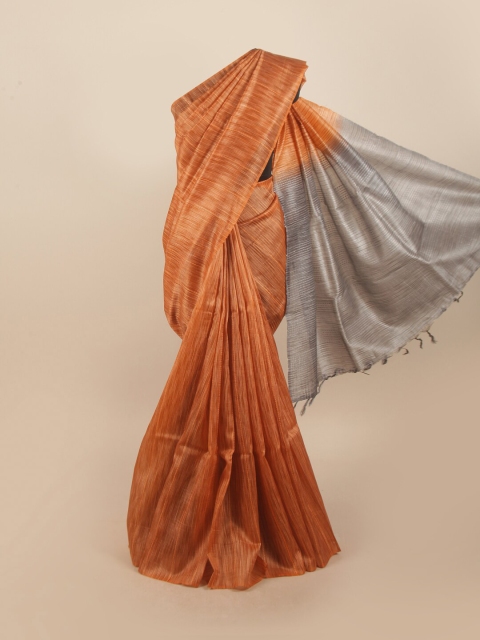 

Pothys Yellow & Grey Woven Design Pure Silk Tussar Saree