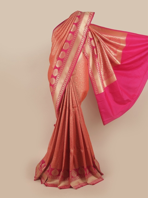 

Pothys Pink & Gold-Toned Pure Silk Banarasi Saree
