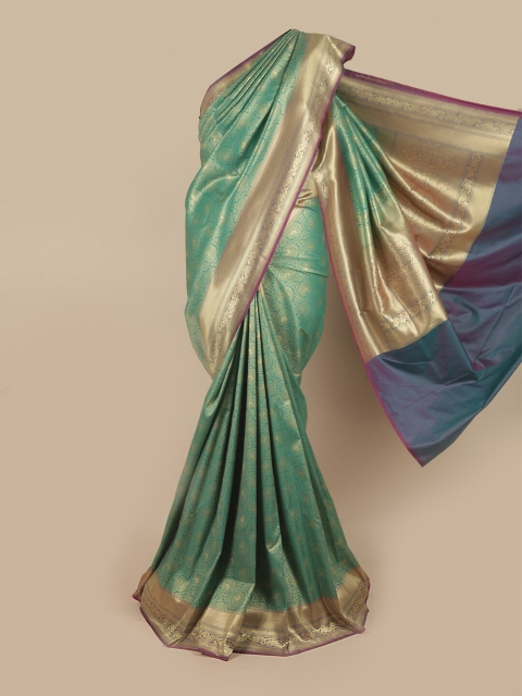 

Pothys Green & Purple Ethnic Motifs Pure Silk Banarasi Saree