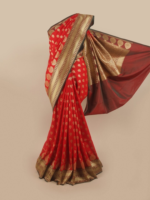 

Pothys Red & Maroon Ethnic Motifs Pure Silk Banarasi Saree