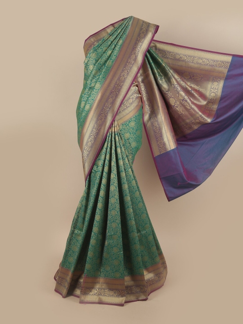 

Pothys Green & Blue Ethnic Motifs Pure Silk Banarasi Saree