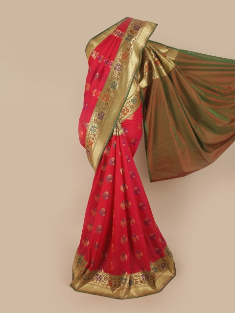 

Pothys Red & Green Ethnic Motifs Pure Silk Banarasi Saree