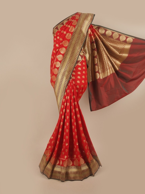 

Pothys Red & Maroon Ethnic Motifs Pure Silk Banarasi Saree