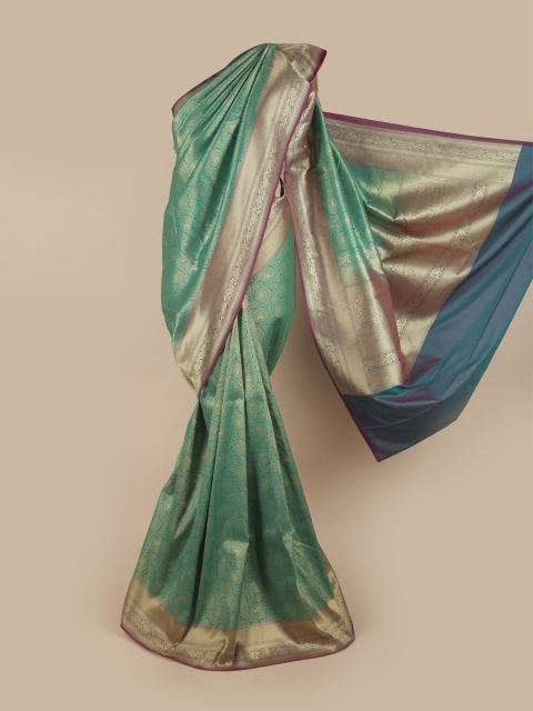 

Pothys Green & Purple Ethnic Motifs Pure Silk Banarasi Saree