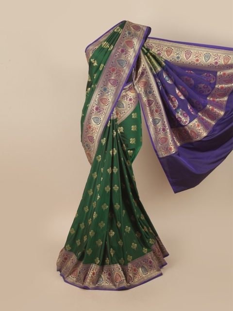 

Pothys Green & Blue Ethnic Motifs Pure Silk Banarasi Saree
