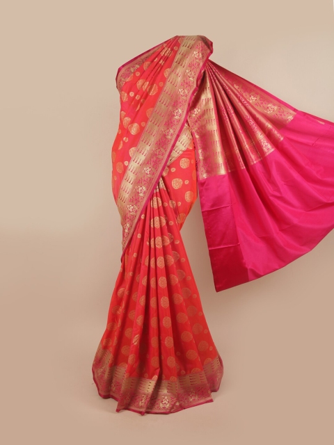 

Pothys Pink & Orange Ethnic Motifs Pure Silk Banarasi Saree