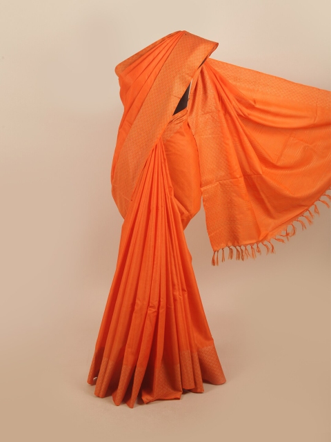 

Pothys Orange Pure Silk Tussar Saree