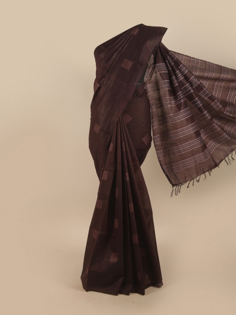 

Pothys Brown Pure Silk Tussar Saree