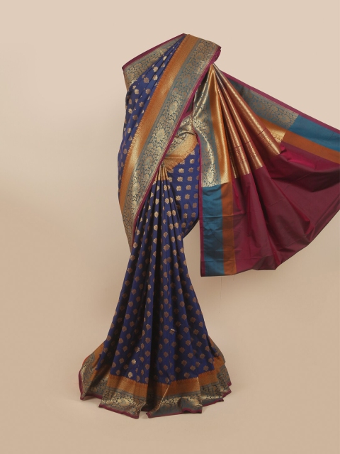 

Pothys Blue & Maroon Ethnic Motifs Pure Silk Banarasi Saree