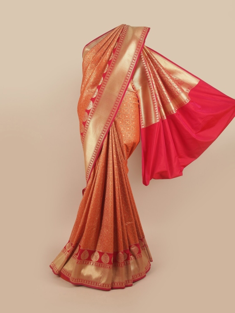 

Pothys Orange & Red Pure Silk Banarasi Saree