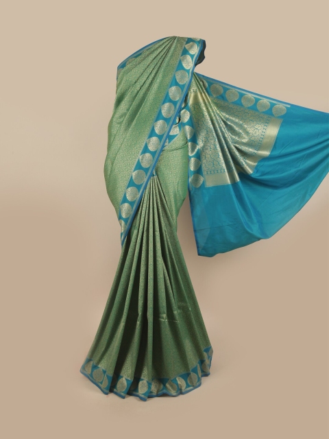 

Pothys Green & Blue Woven Design Pure Silk Banarasi Saree