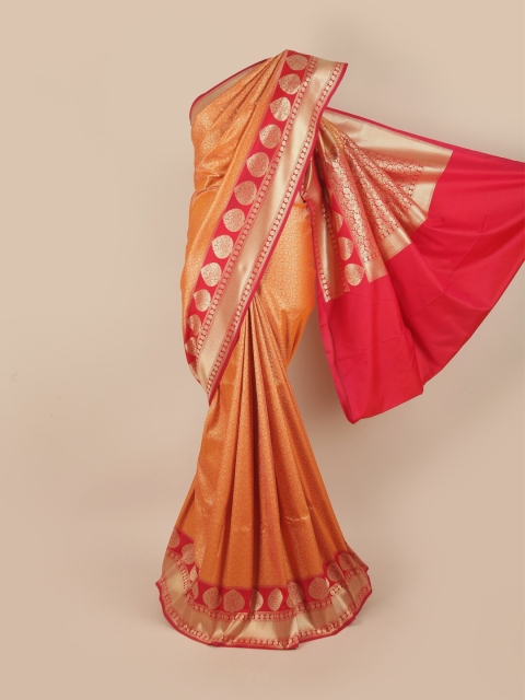 

Pothys Orange & Red Ethnic Motifs Pure Silk Banarasi Saree
