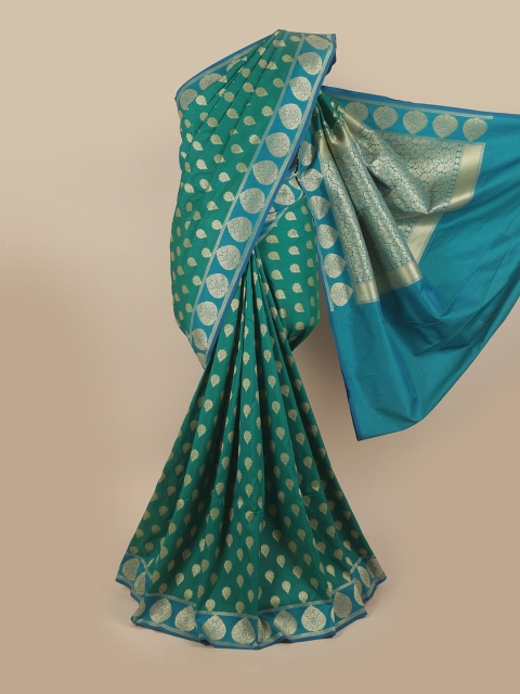

Pothys Green & Blue Ethnic Motifs Pure Silk Banarasi Saree