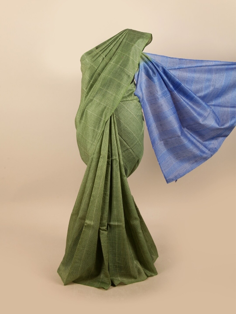 

Pothys Green & Blue Woven Design Pure Silk Tussar Saree