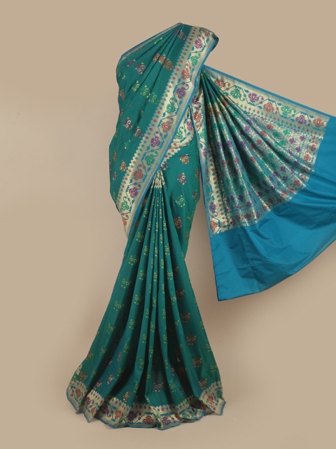 

Pothys Sea Green & Blue Woven Design Pure Silk Banarasi Saree