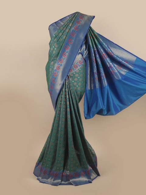 

Pothys Green & Blue Pure Silk Banarasi Saree