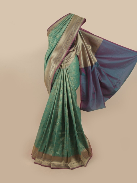 

Pothys Green & Purple Ethnic Motifs Pure Silk Banarasi Saree