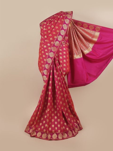 

Pothys Pink & Gold-Toned Ethnic Motifs Pure Silk Banarasi Saree