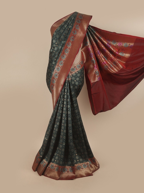 

Pothys Black & Maroon Ethnic Motifs Pure Silk Banarasi Saree