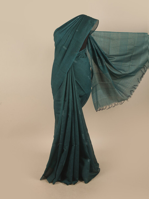 

Pothys Green Pure Silk Tussar Saree