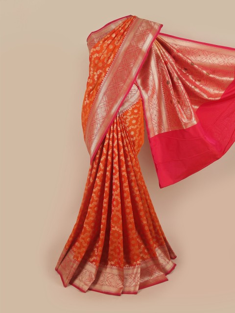 

Pothys Orange & Red Pure Silk Banarasi Saree