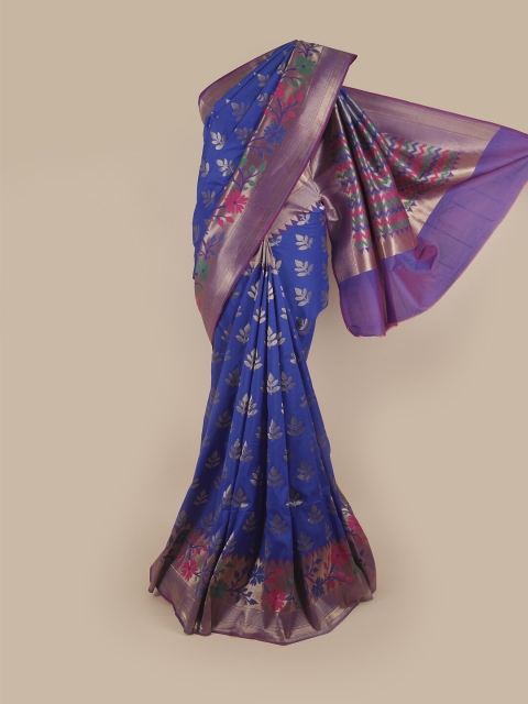 

Pothys Blue & Red Ethnic Motifs Zari Pure Silk Banarasi Saree