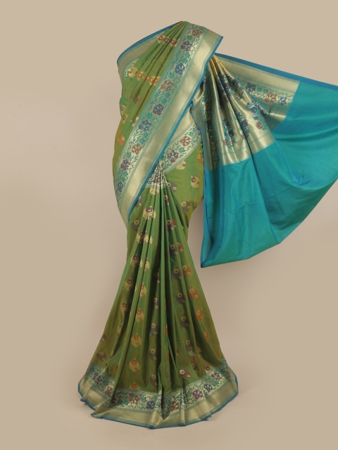 

Pothys Green & Blue Woven Design Zari Pure Silk Banarasi Saree
