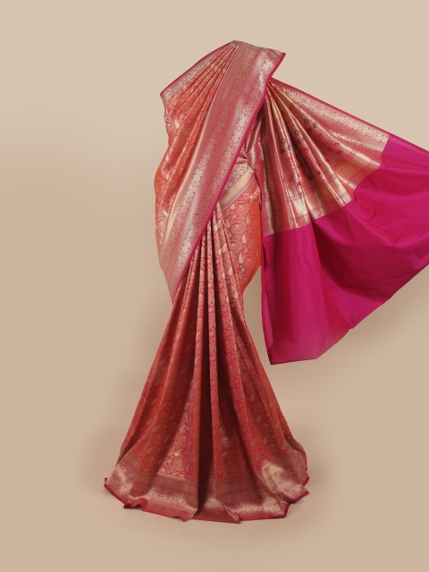

Pothys Pink & Orange Ethnic Motifs Pure Silk Banarasi Saree