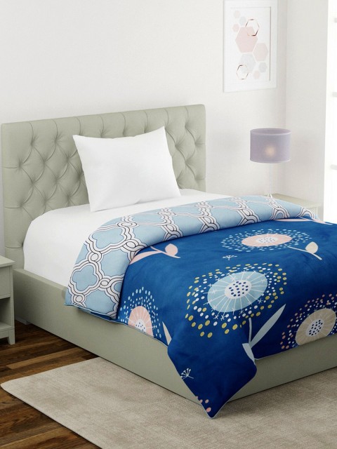 

KLOTTHE Blue & Pink Geometric AC Room 233 GSM Single Bed Dohar
