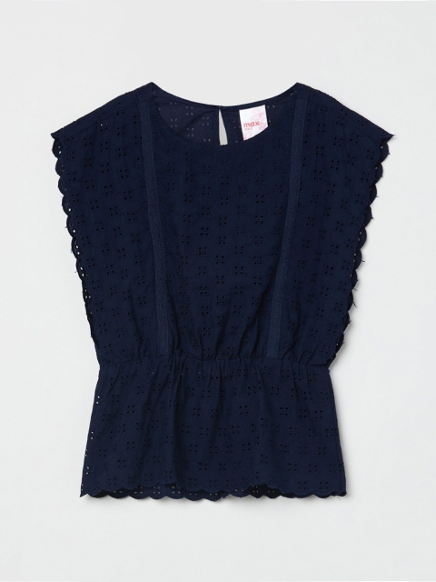 

max Navy Blue Cinched Waist Top
