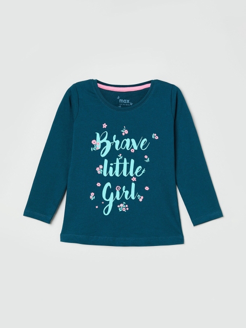 

max Girls Green Cotton Regular Top