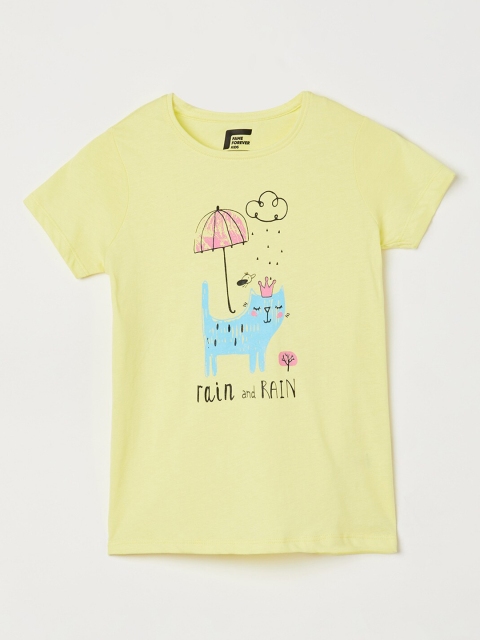 

Fame Forever by Lifestyle Girls Yellow & Blue Printed Cotton Top