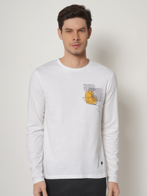 

Blackberrys Men White Yellow Typography Printed Slim Fit Cotton Pure Cotton T-shirt