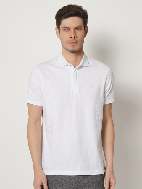 

Blackberrys Men White Polo Collar Slim Fit Cotton Pure Cotton T-shirt