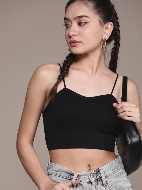 

URBANIC Solid Bralette - Lightly Padded, Black