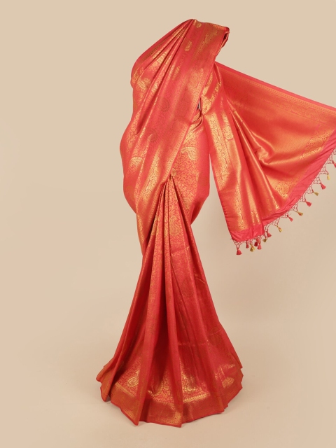 

Pothys Pink & Gold-Toned Woven Design Art Silk Saree
