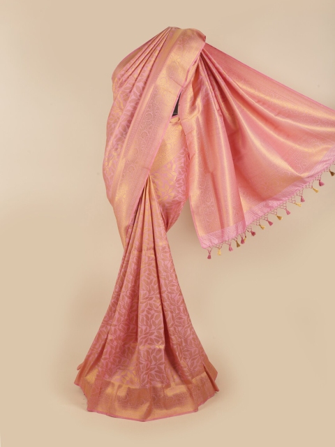 

Pothys Pink & Gold-Toned Woven Design Zari Art Silk Saree