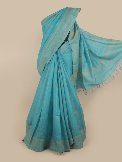 

Pothys Blue & Beige Woven Design Tissue Saree
