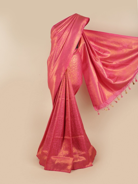 

Pothys Pink & Gold-Toned Woven Design Zari Art Silk Saree