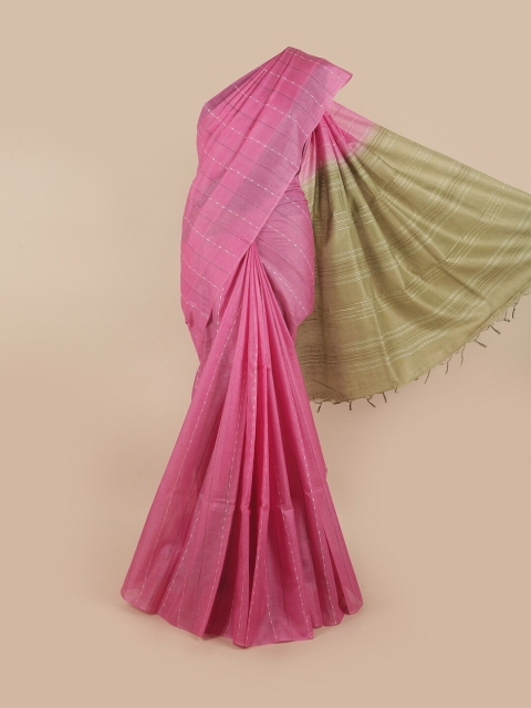 

Pothys Pink & Green Woven Design Tissue Saree