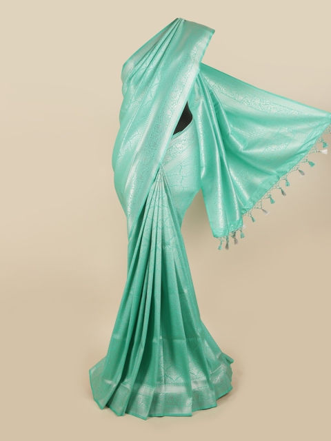 

Pothys Green & Silver-Toned Woven Design Zari Art Silk Saree