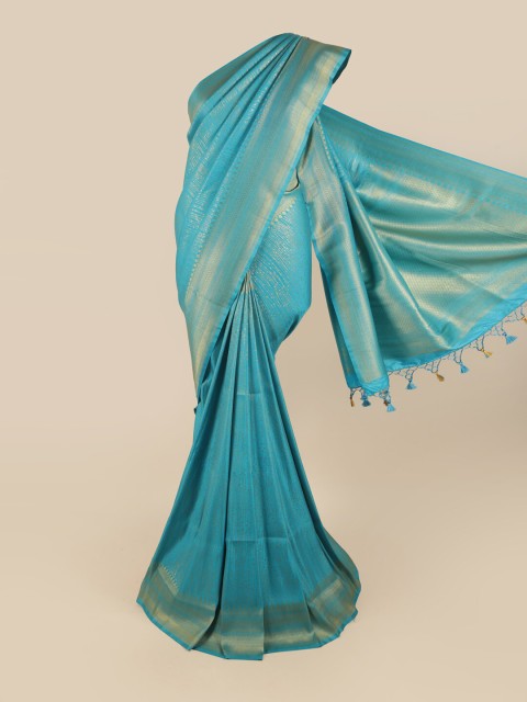 

Pothys Blue & Gold-Toned Woven Design Zari Art Silk Saree