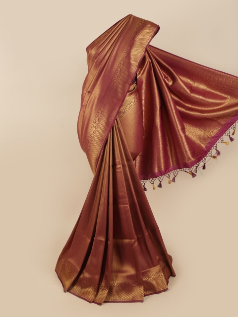 

Pothys Maroon & Gold-Toned Woven Design Zari Art Silk Saree