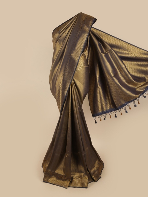 

Pothys Navy Blue & Gold-Toned Woven Design Zari Art Silk Saree