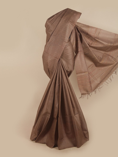 

Pothys Tan Woven Design Jute Silk Saree