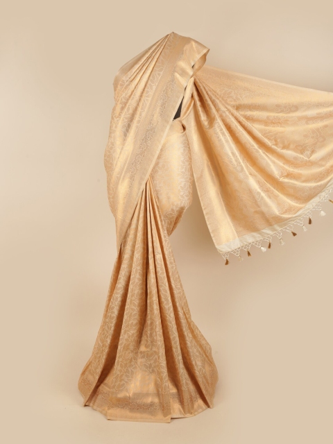 

Pothys Cream-Coloured & Gold-Toned Woven Design Zari Art Silk Saree